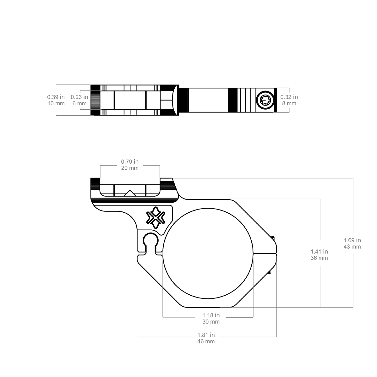 Niveau à bulle décalé de 30 mm pour lunette de visée