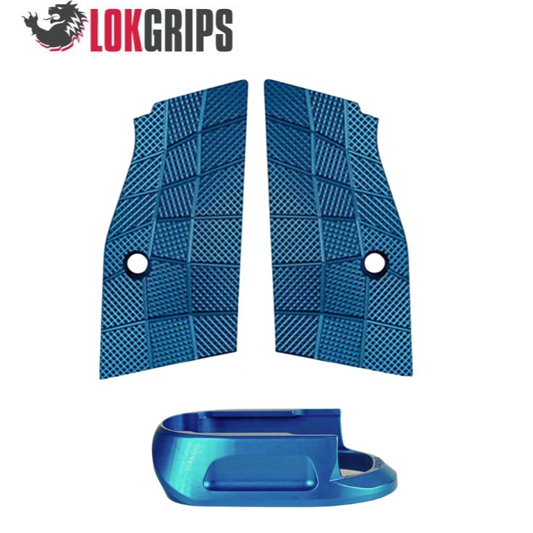 CZ Shadow 2 Compact & Carry grips alu courts & magwell alu | Gridlok_bleu